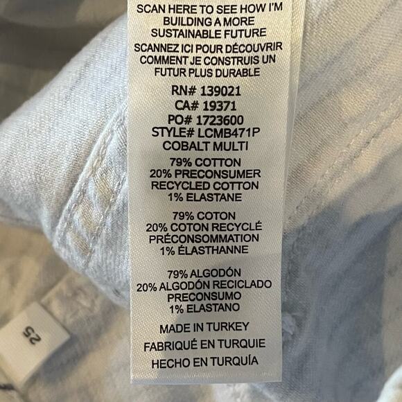 FRAME LE CROP MINI BOOT PINSTRIPE‎ JEANS IN COBALT MULTI NWT WOMEN'S SIZE 25 - Picture 15 of 16